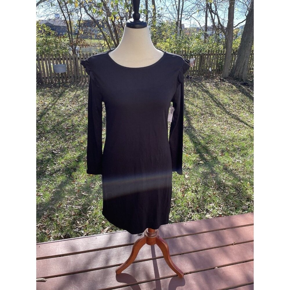 Womens Black Ruffle Sleeve Long-Sleeve Dress By Old Navy Size M